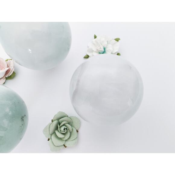 Blue with White Rabbit Hair Quartz Sphere - Picture 5 of 11